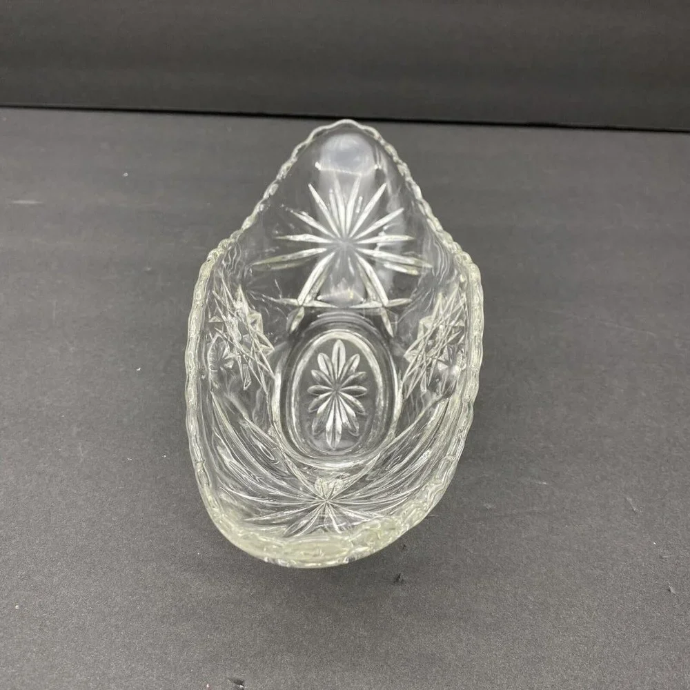 VTG 80s Pressed Glass Starburst Oval Serving Bowls Dish Set Of 2 Star Of David‎